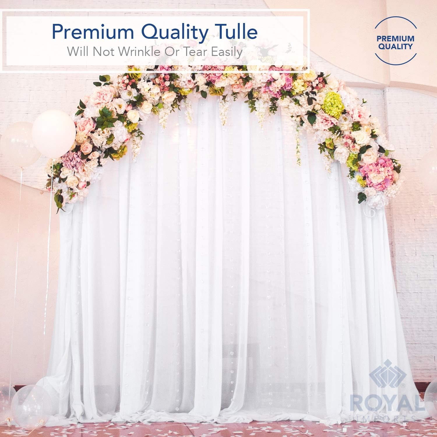 Roya Import 54 Fabri Tull Bol fo Weddin Part Decoratio Brida Showe Tut Roll Nettin Spoo Ribbo Wrapping White 4 YDS