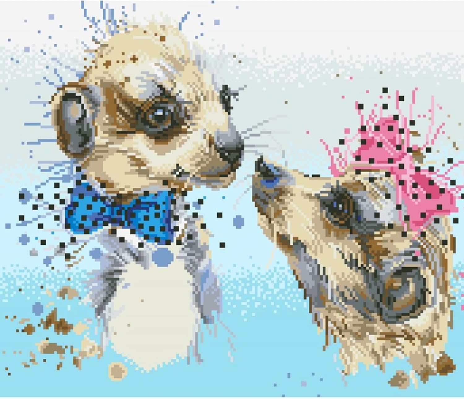 DIAMON DOT Meerl Lov Meerka Diamon Paintin Kit fo Adult Diamon Ar Kit Relaxin Creativ Craf Ki wit Dot Gem 16.5inchx19.7inch