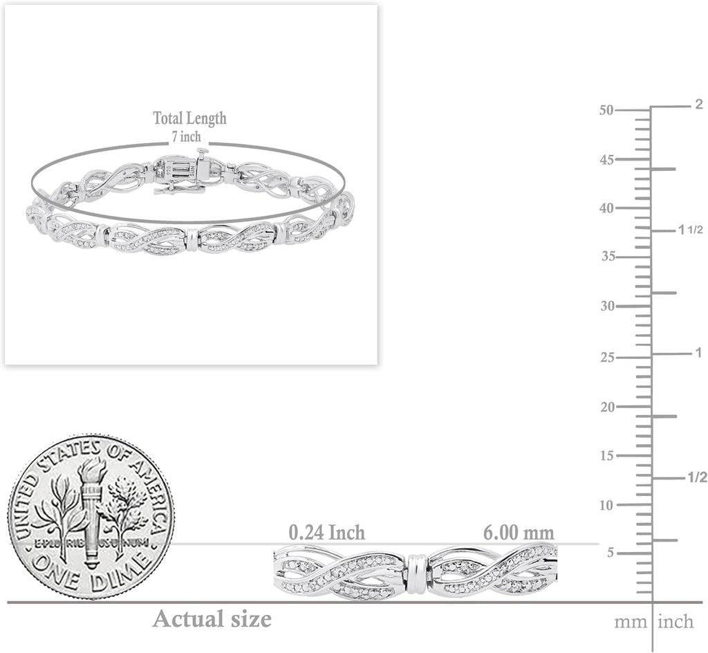 Dazzlingroc Collectio Swir Infinit Beade Styl Lin Bracele wit Roun Diamon Accents 92 Sterlin Silver