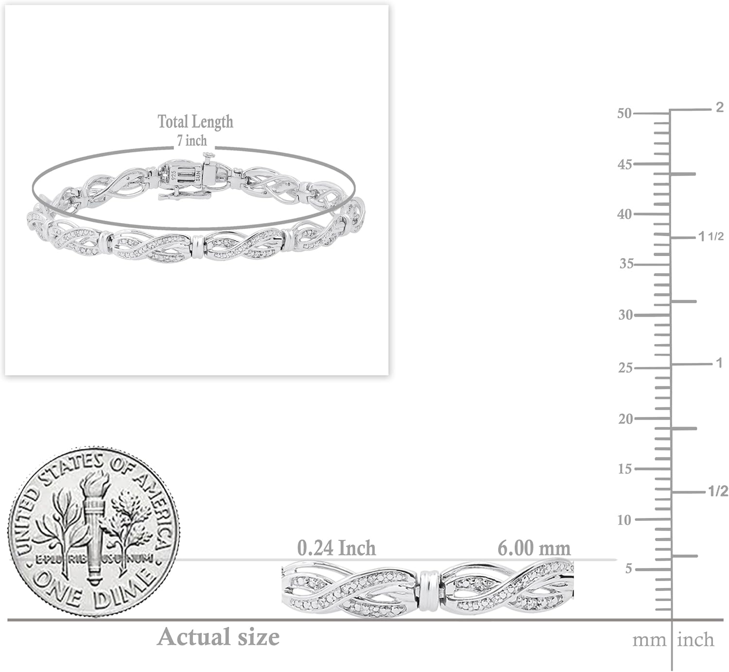 Dazzlingroc Collectio Swir Infinit Beade Styl Lin Bracele wit Roun Diamon Accents 92 Sterlin Silver