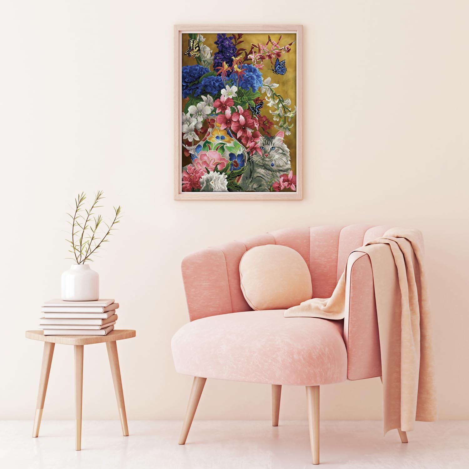 DIAMON DOT Gilde Ca Flower Anima Diamon Paintin Kit fo Adult Diamon Ar Kit Relaxin Creativ Craf Ki wit Dot Gem 30.7inchx21.7inch