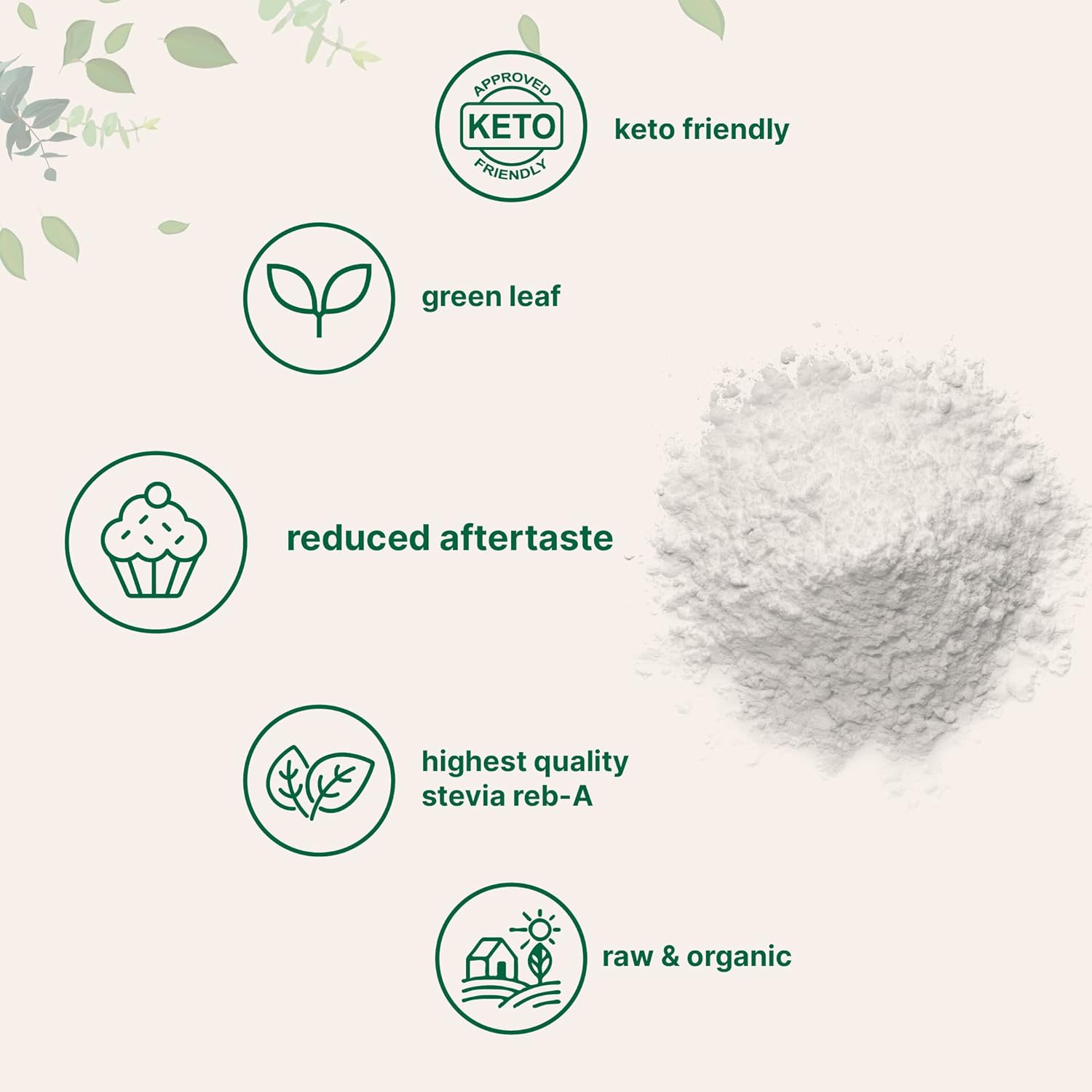 Pur Organi Stevi Powder Ounces 141 Serving Hig Grad Stevi Gree Lea Extrac Reb-A Reduce Bitte Aftertaste Calorie Natura Sweetener Suga Alternative Ket Friendly