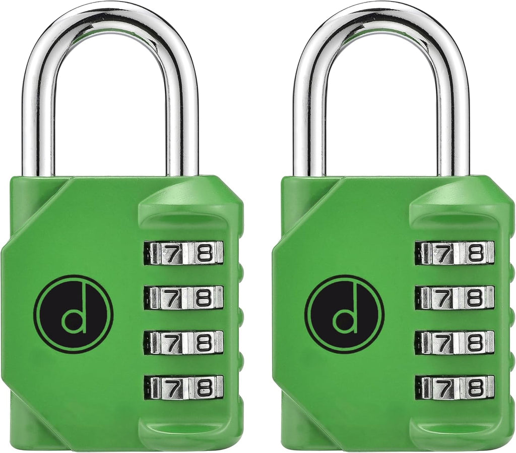 4 Digit Combination Locks 2 Pack - Weatherproof Padlock with Code - Combination Lock for Locker, Gym, Outdoor Gate, Storage Shed, Fence Gate Bike Lock - Keyless, Easy to Set, Reset - New Green