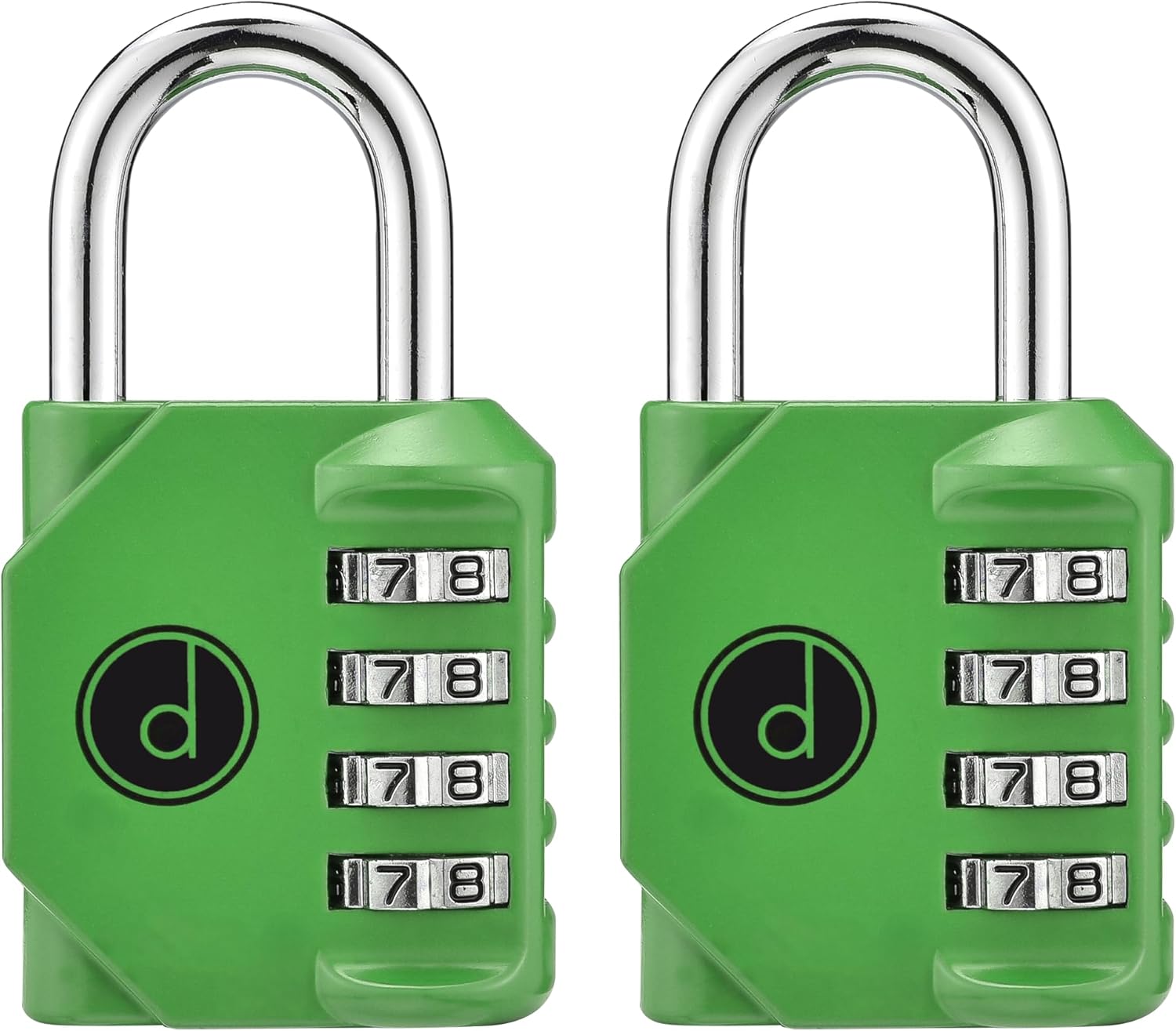 4 Digit Combination Locks 2 Pack - Weatherproof Padlock with Code - Combination Lock for Locker, Gym, Outdoor Gate, Storage Shed, Fence Gate Bike Lock - Keyless, Easy to Set, Reset - New Green