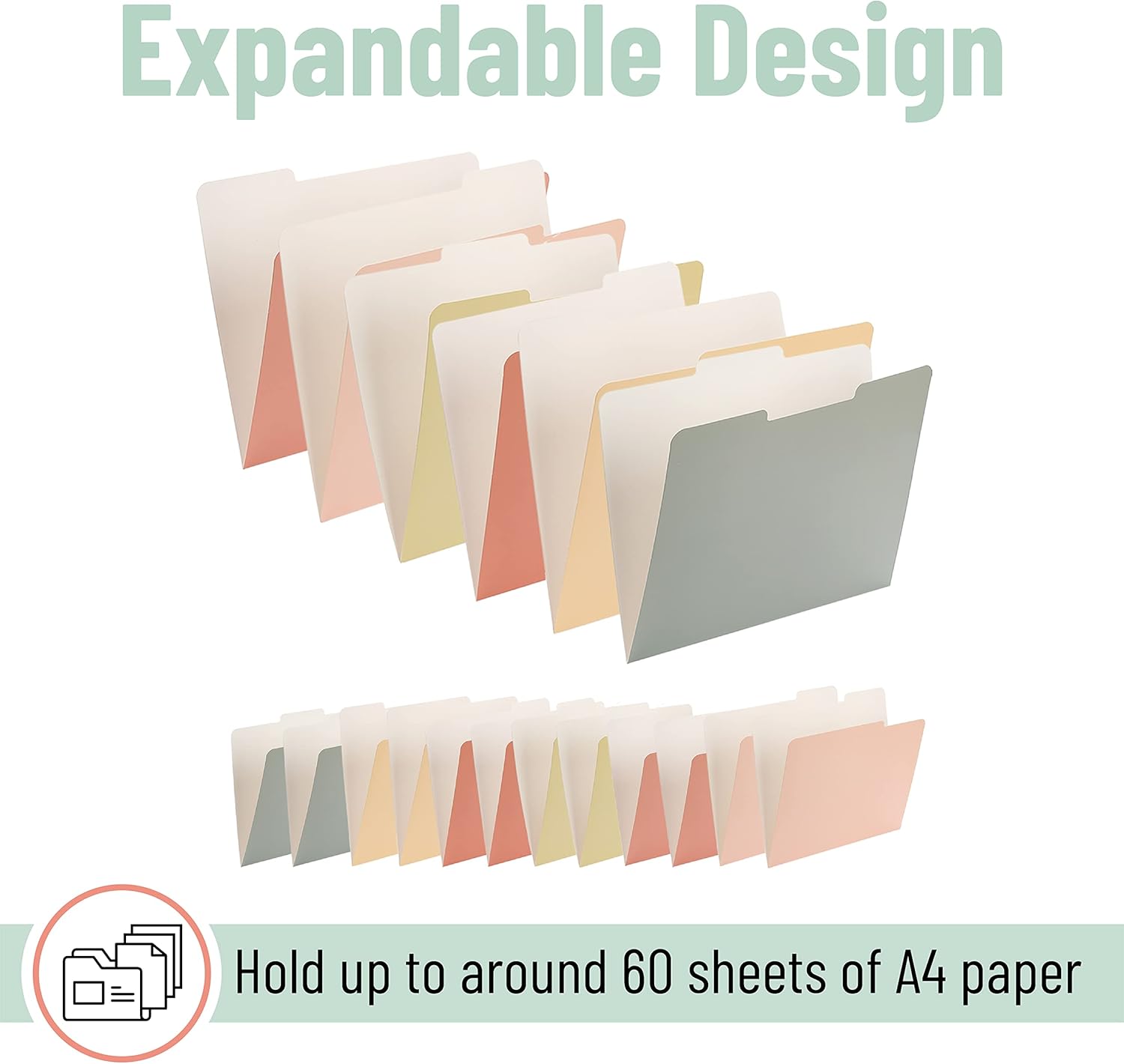 Mr. Pen- File Folders, 6 Pack, Vintage Colors, 1/3-Cut Tab, File Folders Letter Size, Colored File Folders, Office File Folder, Colored Folders, Office Supplies File Folders, File Folders with Tabs