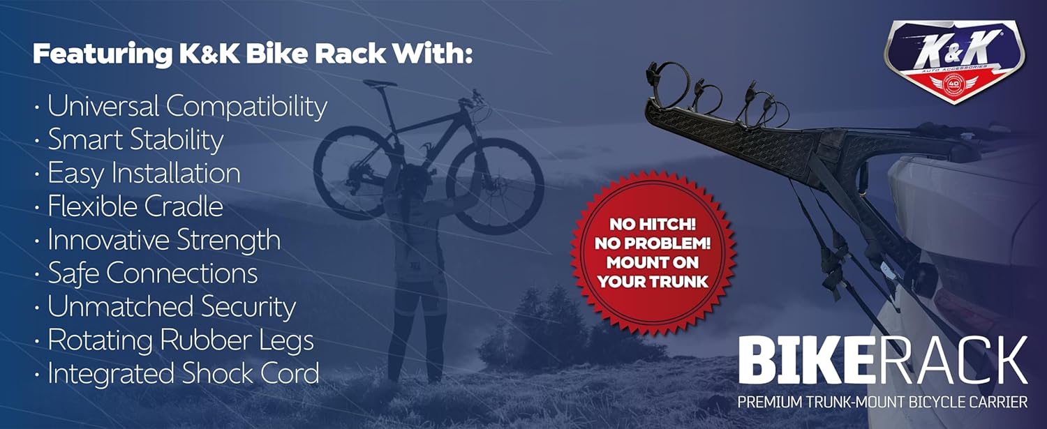 K& Aut Accessorie Compac 2-Bik Trun Bik Rac Premiu Cross-Countr Trunk-Moun Bicycl Carrie fo Cars SU Heav Dut Rea Bik Transpor Too fo Professiona Cyclists