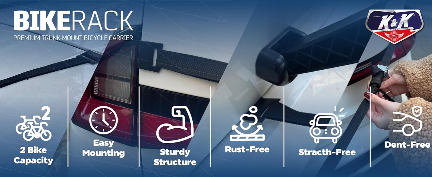 K& Aut Accessorie Compac 2-Bik Trun Bik Rac Premiu Cross-Countr Trunk-Moun Bicycl Carrie fo Cars SU Heav Dut Rea Bik Transpor Too fo Professiona Cyclists