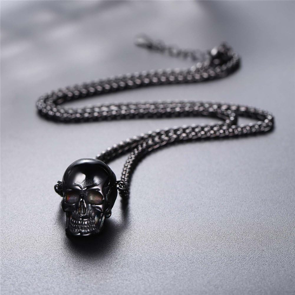 U7 Men Pendant Necklaces, Stainless Steel Necklace for Men, Cool Guitar Pick Skull/Alligator Dinosaur Skeleton Tyrannosaurus Rex/Gothic Skull/Octopus/Evil Demon Hannya Mask Pendant with Chain