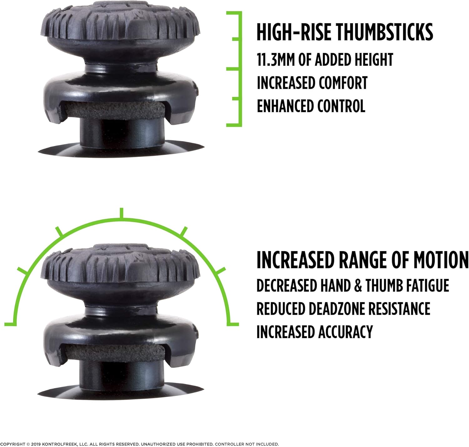 KontrolFreek FPS Freek Battle Royale Nightfall for PlayStation 4 (PS4) and PlayStation 5 (PS5) | Performance Thumbsticks | 2 High-Rise Convex Black