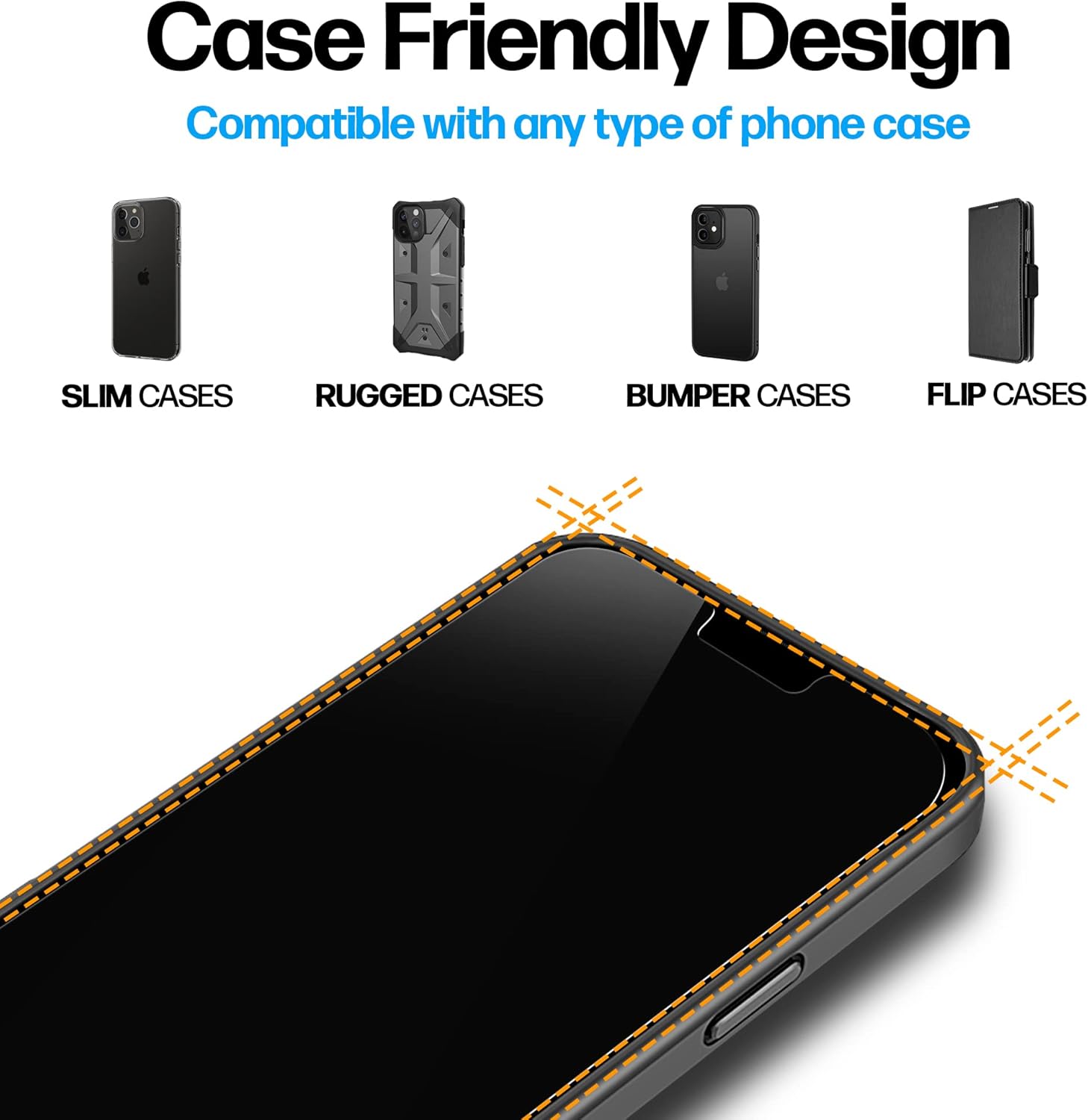 Power Theory Privacy Screen Protector for iPhone 14, iPhone 13, iPhone 13 Pro Tempered Glass Anti Spy protection with Easy Install Tray