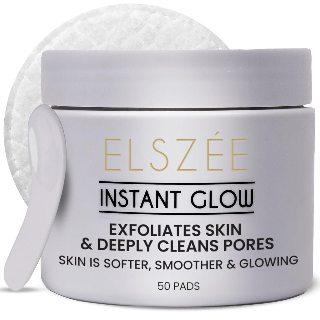 ELSZ¨¦ Instan Glo Exfoliatin Treatmen Pad Dail Exfolian 2-in- Dee Por Cleansin Radianc Boos Luxur London-Formulate Skincar 3 Pre-Soake Pads