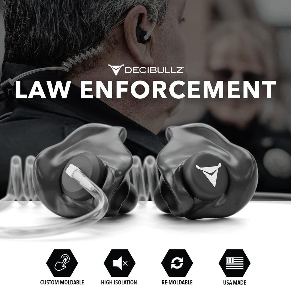 Decibullz Custom Molded Security Radio Surveillance Earpiece Set, Thermo-Fit Designed for Clear Acoustic Tube Radios, Isolation