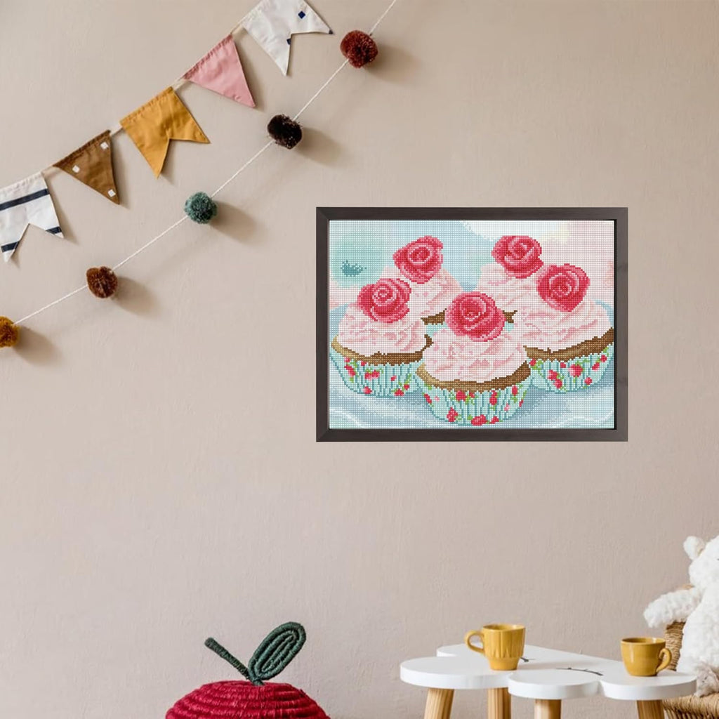 DIAMON DOT Part Tim Cupcak Diamon Paintin Kit fo Adult Diamon Ar Kit Relaxin Creativ Craf Ki wit Dot Gem 16.9inchx12.2inch