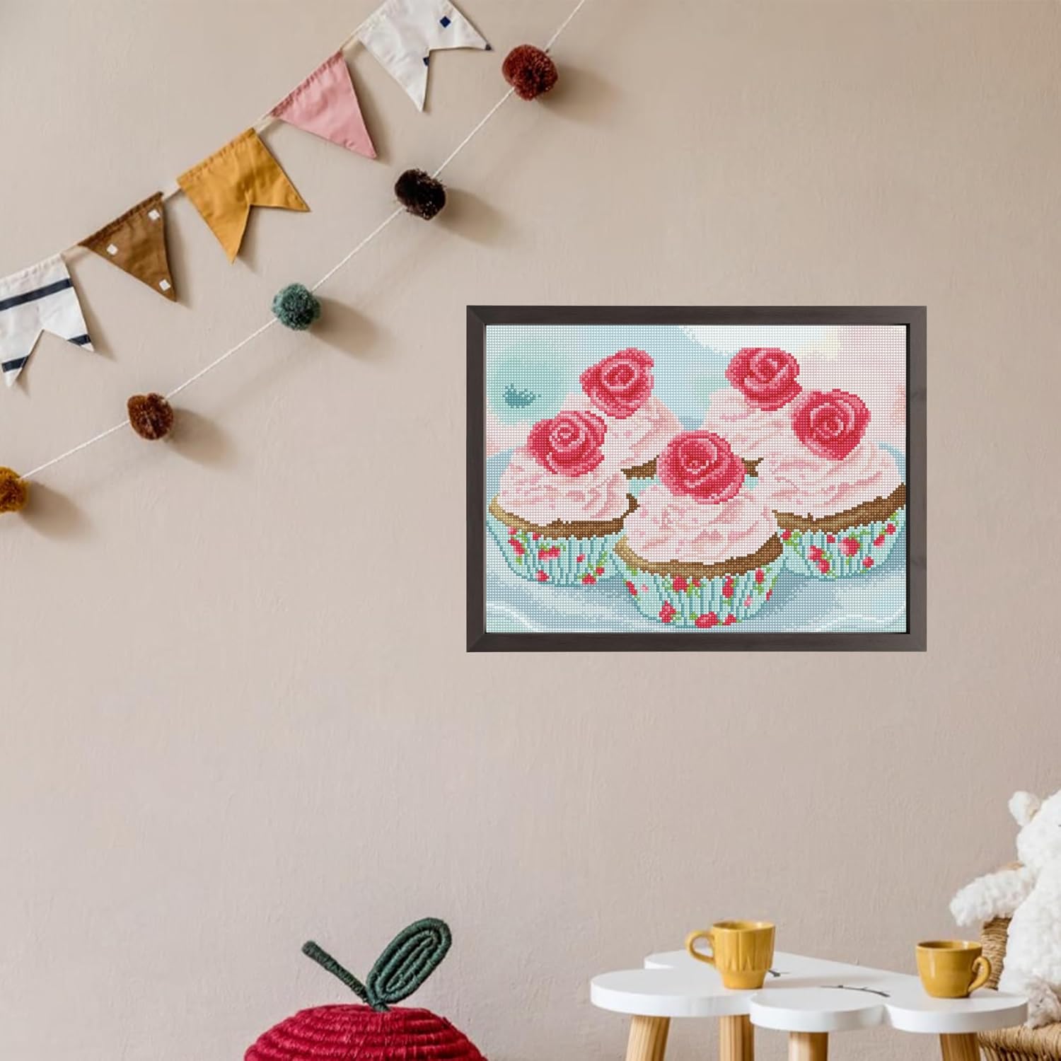 DIAMON DOT Part Tim Cupcak Diamon Paintin Kit fo Adult Diamon Ar Kit Relaxin Creativ Craf Ki wit Dot Gem 16.9inchx12.2inch