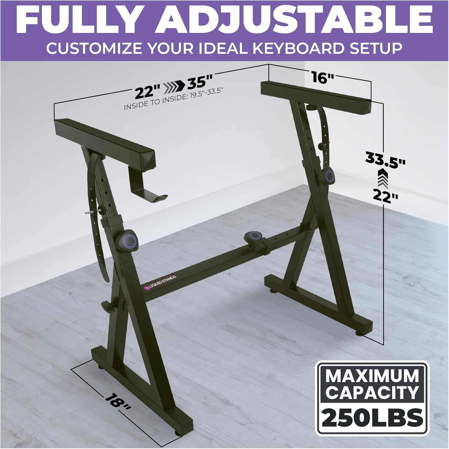 Liqui Stand Dua Pian Keyboar Stan wit 2n Tie  Styl Adjustabl an Portabl Tie Heav Dut Musi Stan fo Synth an Electri Digita Keyboard Fit 5 6 8 Ke Pianos