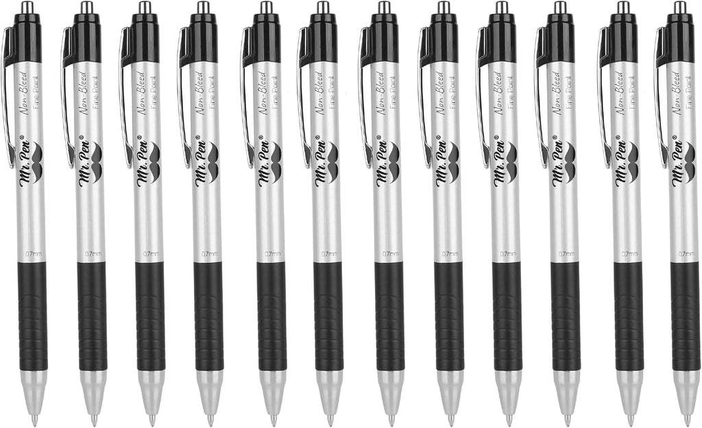 Mr. Pen - 12 Pack Black Fine Tip Pens, Fast Dry, No Smear & Bleed Through, Ideal for Bible Journaling & Planners