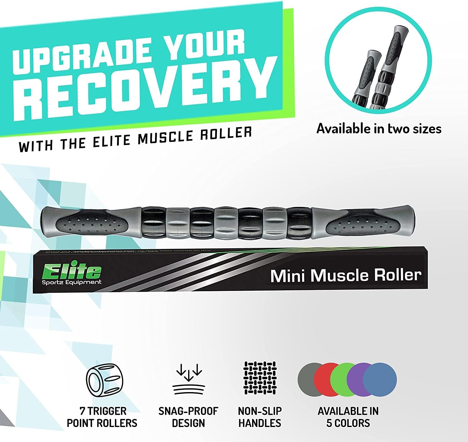 Elite Massage Roller Stick Targets Sore, Tight Leg Muscles to Prevent Cramps and Release Tension. It's Sturdy, Lightweight, Smooth Rolling and Thankfully This Lifesaver has Comfortable Handles.Silver