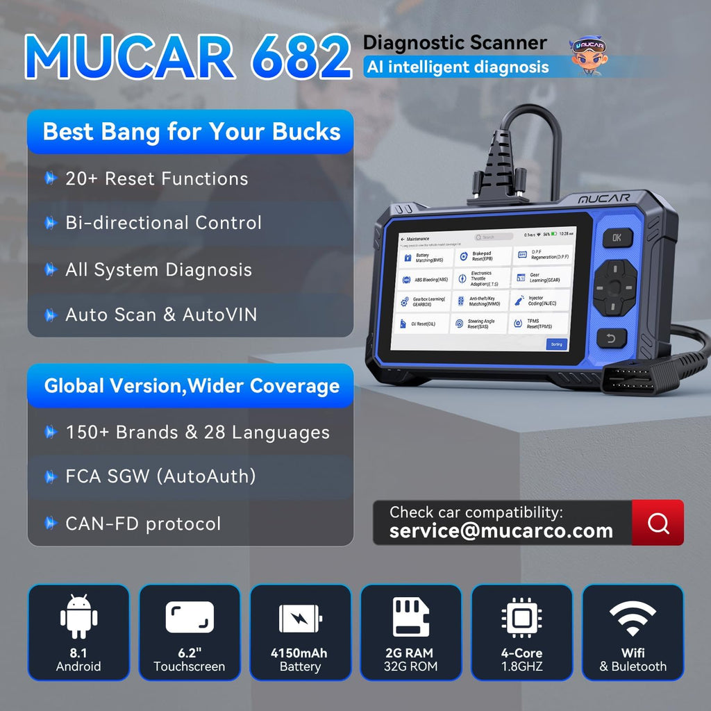 OBD Scanner MUCA 68 AI-Assiste Ca Diagnosti Tool Automotiv Bidirectiona Sca Tool Ful System Ca Diagnosti Scanner Scanne fo Ca wit 20 Reset CA F FC SGW Lifetim Update