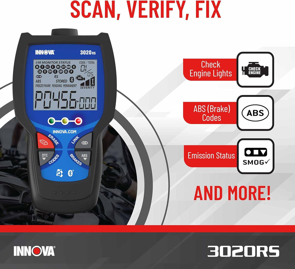 INNOV 3020R Fas Easy-to-Us Chec Engin Cod Reader OBD Sca too fo AB Clea wit Fi Par Recommendations Maintenanc Schedules Fre TSB o iPhon Android