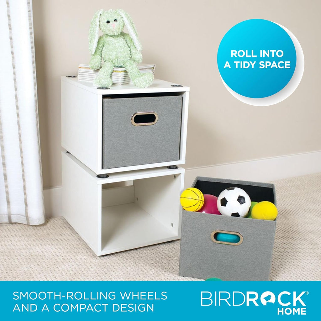 BIRDROCK HOME Rolling File Cabinet ¨C Decorative Storage Shelf w/Removable Bins, Handles, and Wheels ¨C Organize Files, Books, Toys, Under Desk Office Solution, Modern Design - 2 Lateral Drawers, White