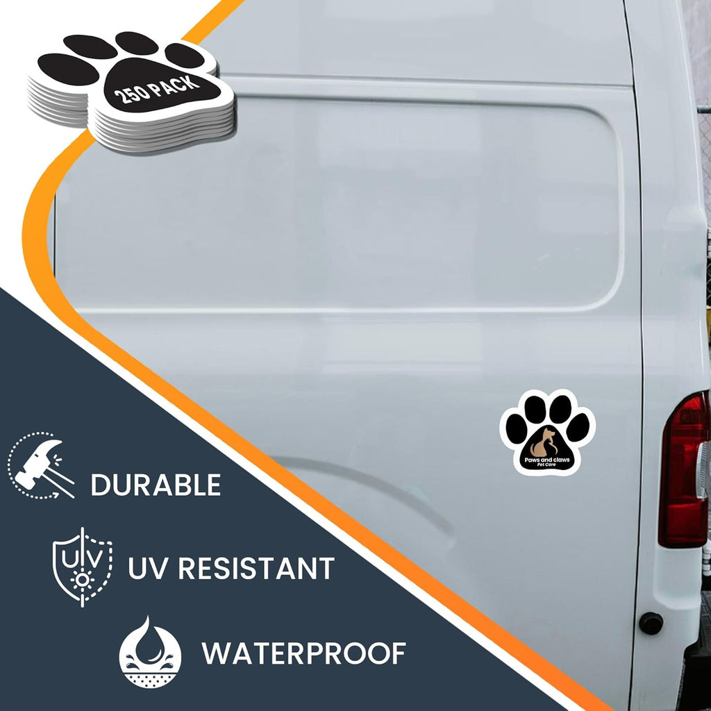 Magnet Me Up Custom 5 Inch Pawprint Magnet, 250 Pack, Customizable Magnet for Businesses, Personal Use, Choose Your Text, Upload Image, Magnetic Vinyl for Car and Any Magnetic Surface, Crafted in USA