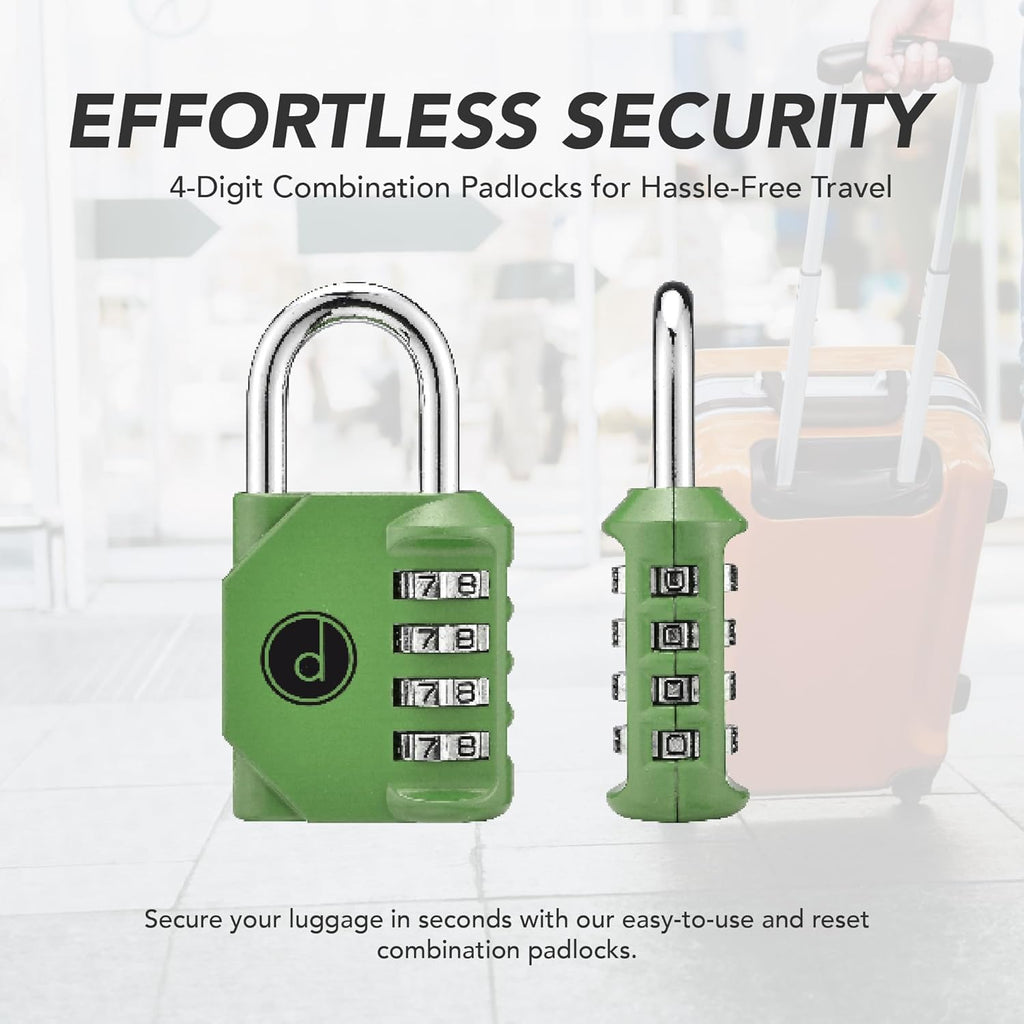 4 Digit Combination Locks 2 Pack - Weatherproof Padlock with Code - Combination Lock for Locker, Gym, Outdoor Gate, Storage Shed, Fence Gate Bike Lock - Keyless, Easy to Set, Reset - New Green