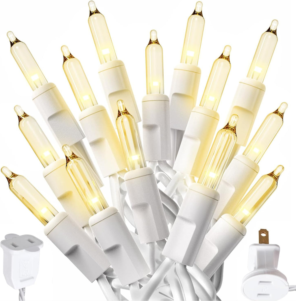 PREXTEX 200 Count Clear Christmas Lights - 40 ft Warm White Xmas Lights String Bulbs with White Wire for Indoor and Outdoor Holiday Decor, Trees and More