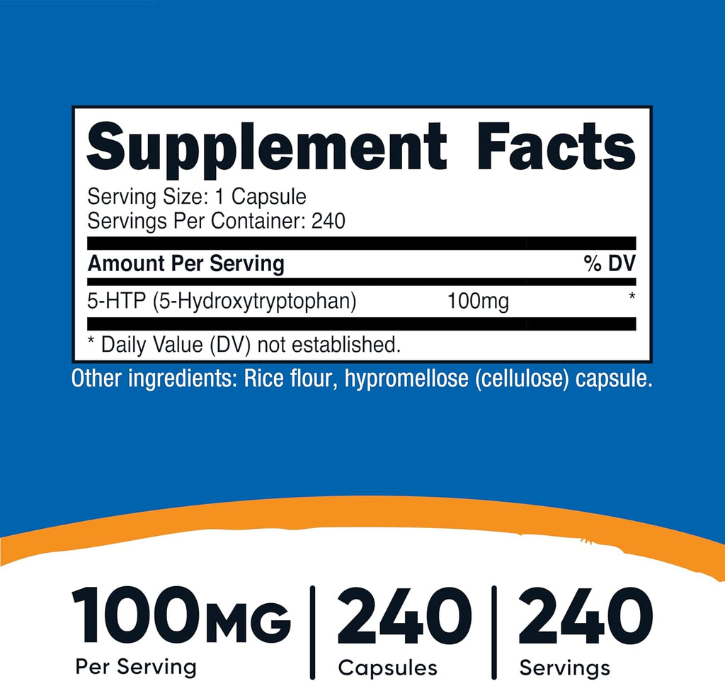 Nutricost 5-HTP 100mg, 240 Vegetarian Capsules (5-Hydroxytryptophan) - Non-GMO Gluten Free