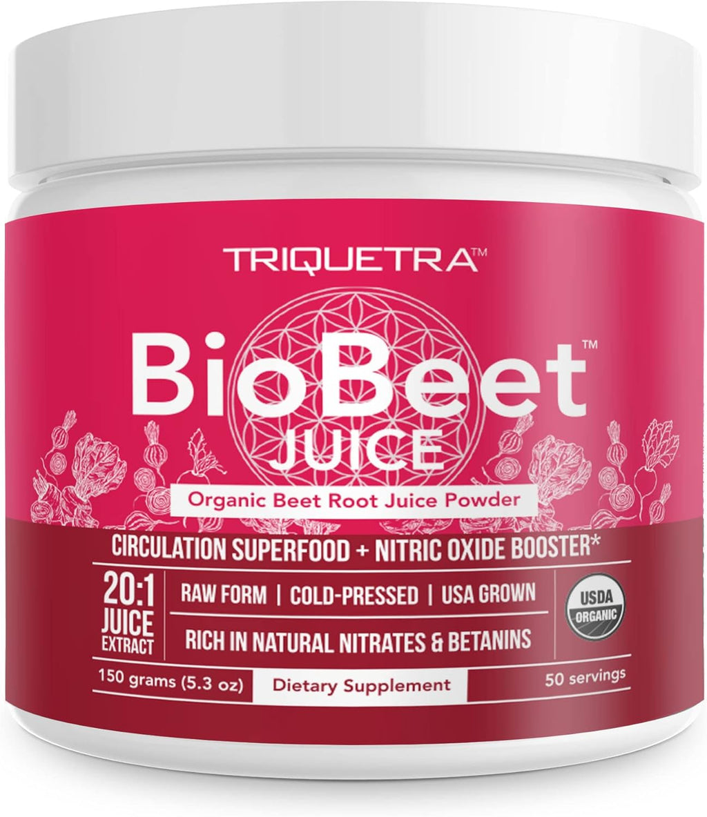 BioBeet Max Strength Beet Root Juice Powder ¨C 20:1 Concentrate, Each Serving Derived from 60,000 mg Organic Beetroot - Cold-Pressed, USA Grown ¨C Nitric Oxide, Circulation Support ¨C 50 Servings