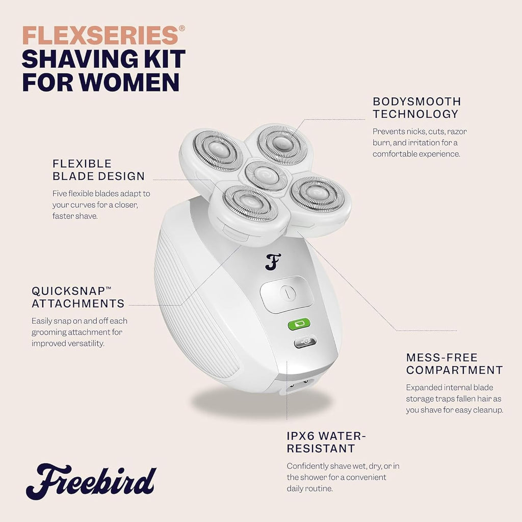 Freebir FlexSerie Electri Razo fo Wome Sil Smoot Legs Bod Hair Pubi Shave fo Privat Area Sensitiv Skin Bikin Trimmer