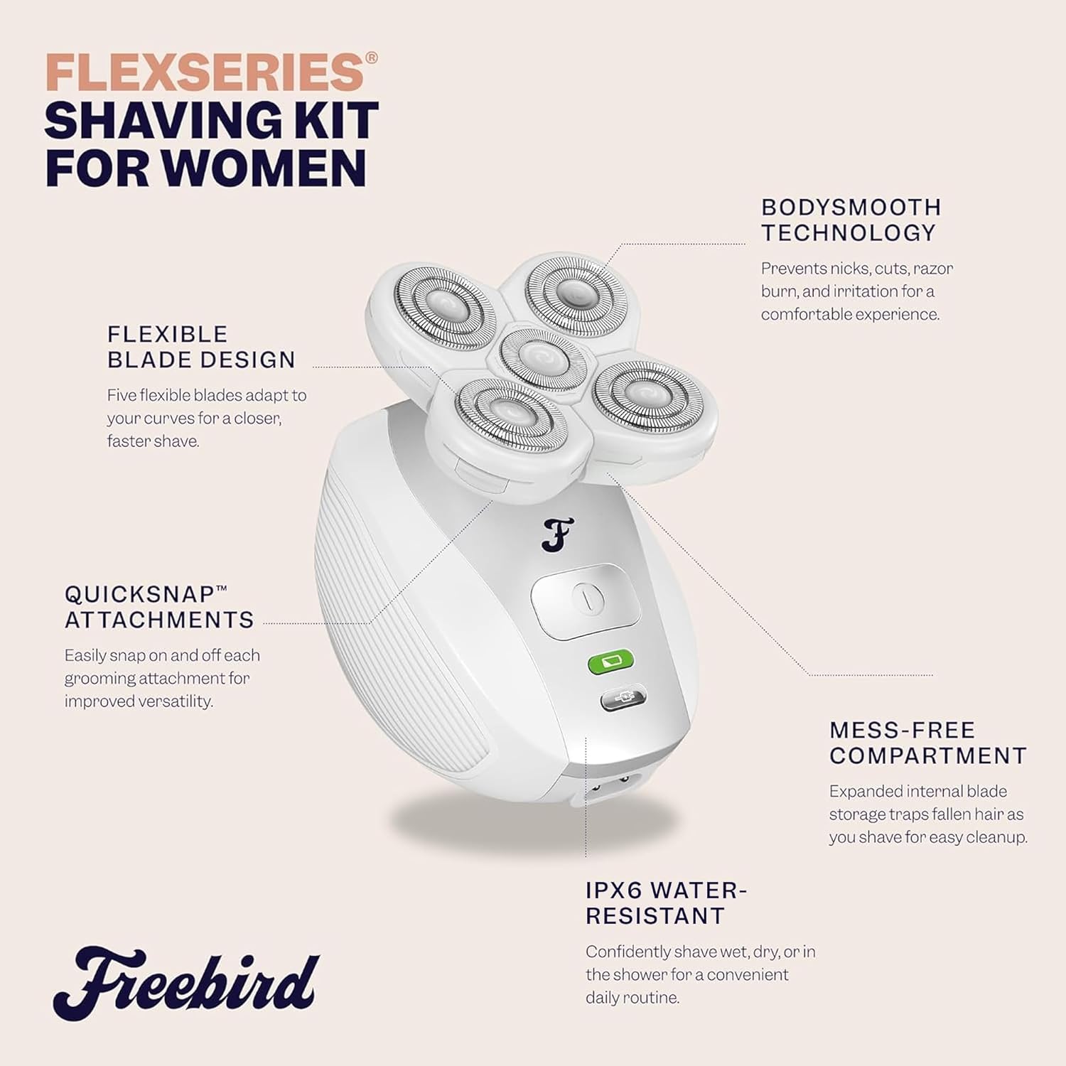 Freebir FlexSerie Electri Razo fo Wome Sil Smoot Legs Bod Hair Pubi Shave fo Privat Area Sensitiv Skin Bikin Trimmer