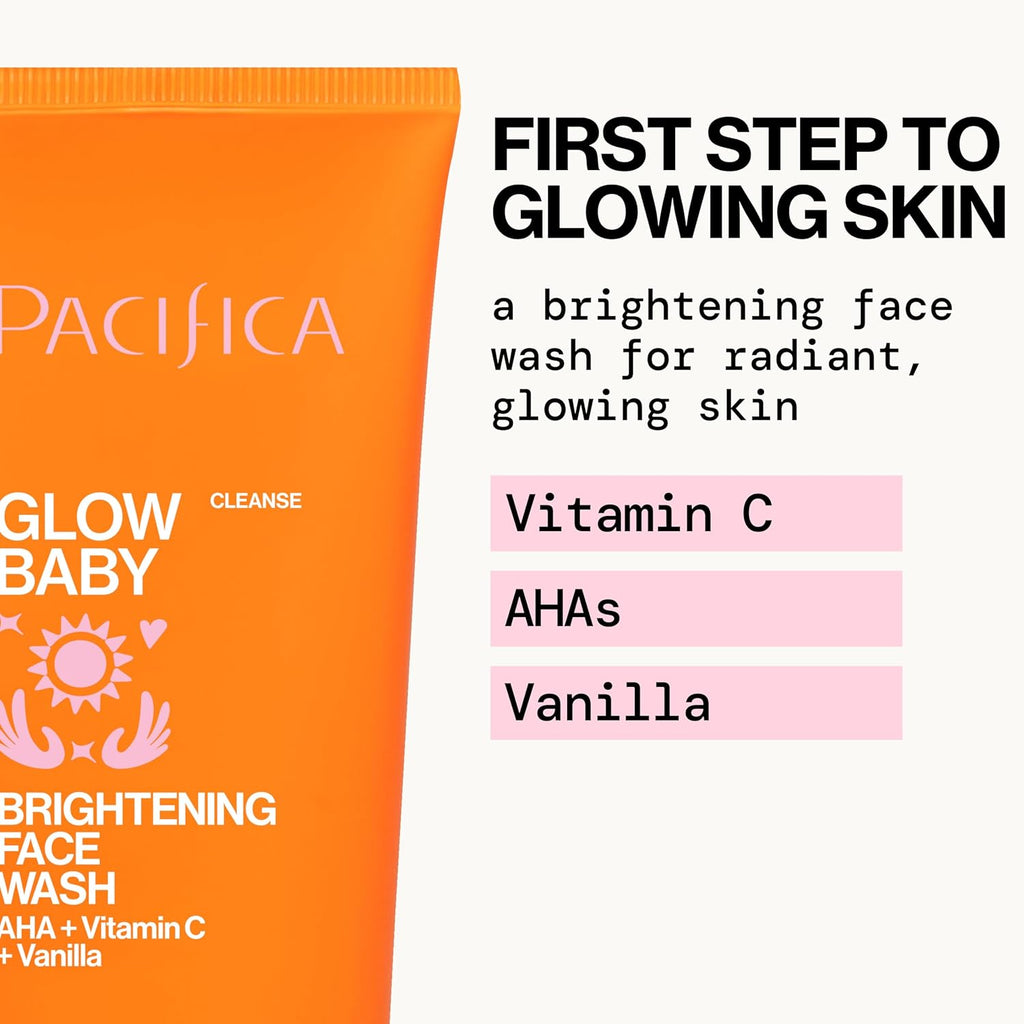 Pacific Beaut Glo Bab VitaGlo Fac Lotio an Brightenin Fac Was Set Skincare Vitami an E AHA Exfoliator Cleanser Hydrating Moisturizer Vegan 1. f o an f o (Se o 2)