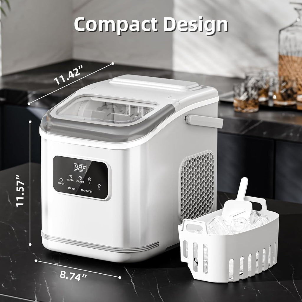 Antarcti Sta Counterto Ic Maker Portabl Ic Machin wit Carr Handle 28Lbs/24H Size Bulle Ice 24 Timing Cube i Min Office/Kitchen/Ba White