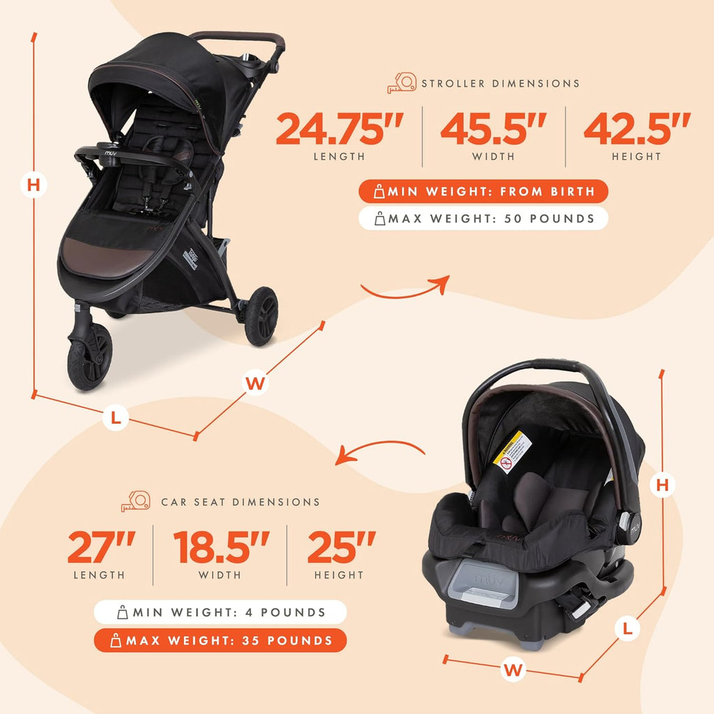 Bab Tren Tang Pr Bab Strolle wit All 3 Infan Ca Seat Adjustabl Canopy Storag Baske Cu Holders Uptow Brow Lightweigh Foldabl Trave Syste fo Toddler Infants