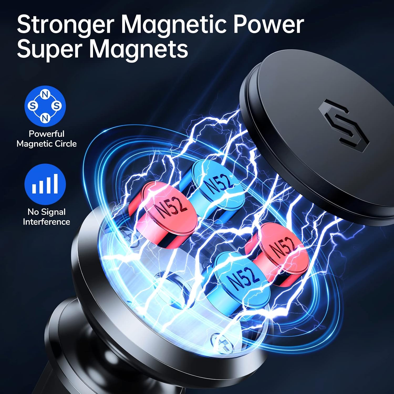 Magneti Phon Holde fo Car Supe Stron Magne Phon Holde Moun Ai Ven 360 Rotatabl Cel Phon Holde Moun fo Ca Compatibl iPhon 1 1 1 1 1 1 1 Pr Max X XR,Android