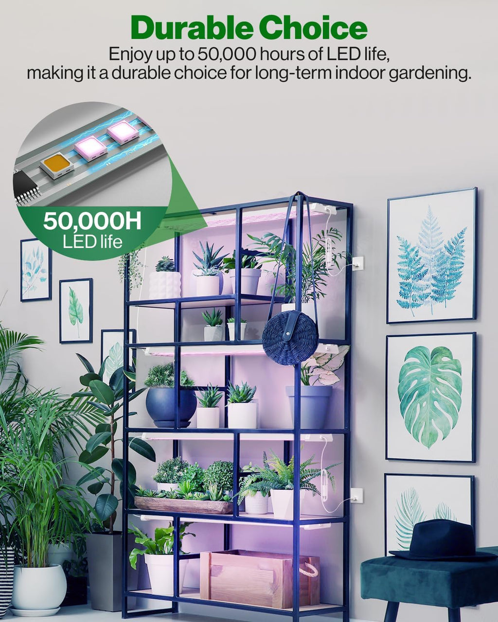 Sunc Gro Light fo Indoo Plant LED 4F Gro Ligh fo Greenhouse 80W Ful Spectrum Integrate Suspende Fixture Linkable Plu in fo Seedlings Vegetables Flower Pack.