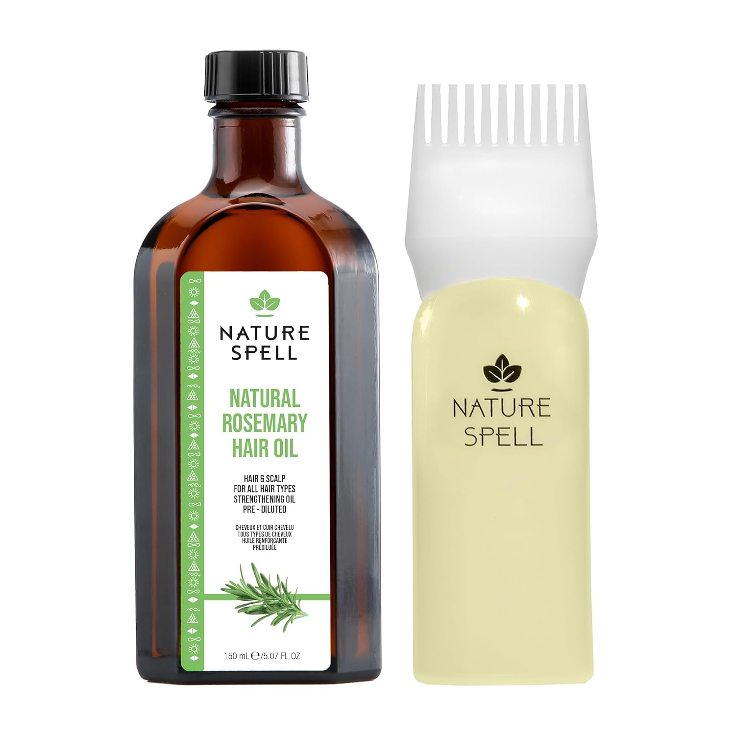 Natur Spel Rosemar Oi Fo Hai Growt Wit Roo Com Applicator Pre-Dilute Hai Scal Oi Nourishe Dry Damage Hair Fo Wome Men 5.0 F Oz