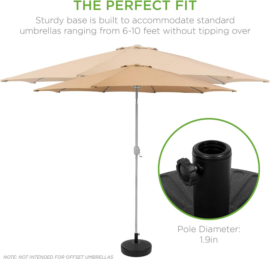 Best Choice Products Fillable Umbrella Base Stand Round Sunburst Plastic Patio Umbrella Base Stand, Pole Holder for Outdoor, Lawn w/ 55lbs Weight Capacity, Adjustment Knob
