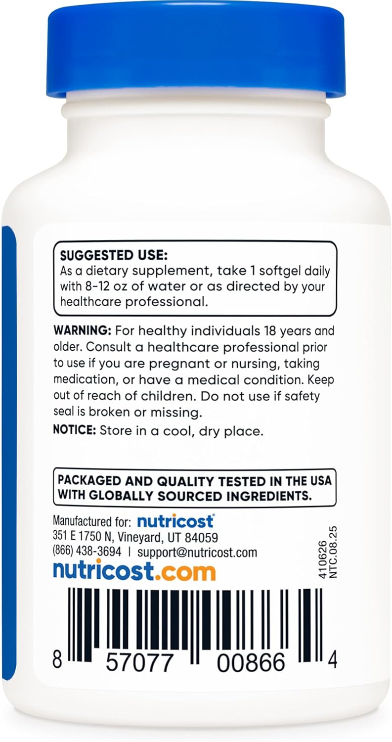 Nutricos Vitami K (MK7 (100mcg Vitami D (500 IU 12 Softgel Glute Fre an Non-GMO