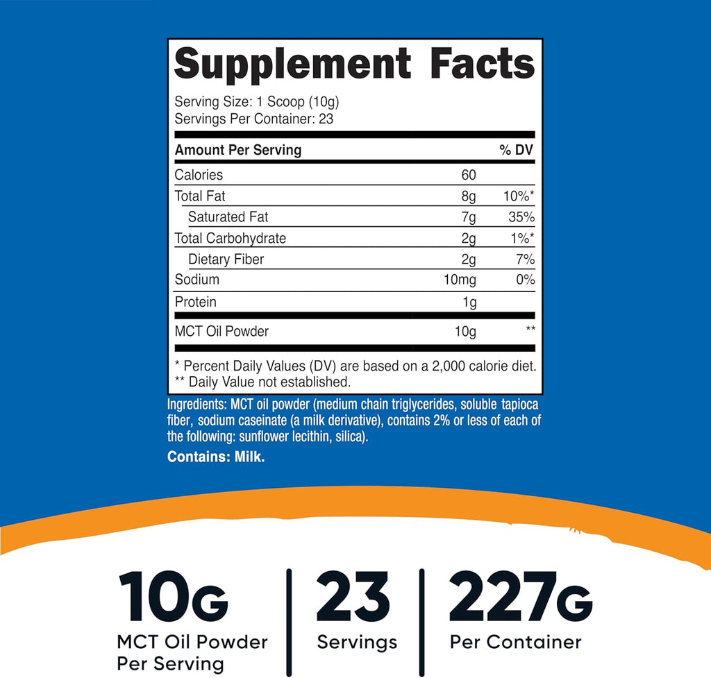 Nutricost Premium MCT Oil Powder .5LBS - Best for Keto, Ketosis, and Ketogenic Diets - Zero Net Carbs, Non-GMO and Gluten Free