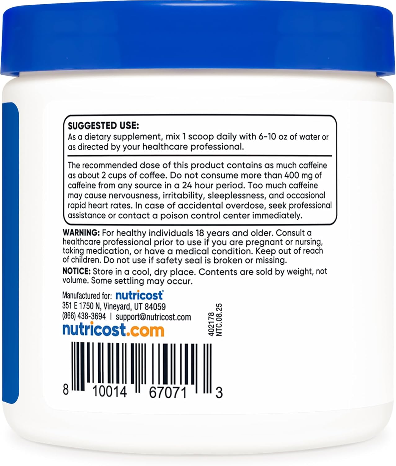 Nutricost Guarana Extract Powder 100 Grams - Natural Brazilian Herbal Caffeine/Energizer Supplement