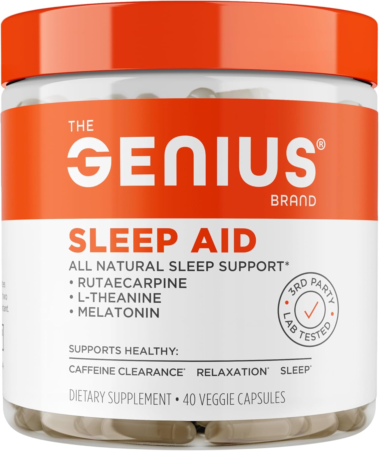 Geniu Slee AI Smar Sleepin Pill Supplemen Relaxatio Enhance an Moo Suppor w/Inositol L-Theanin Glycin 4 Capsules