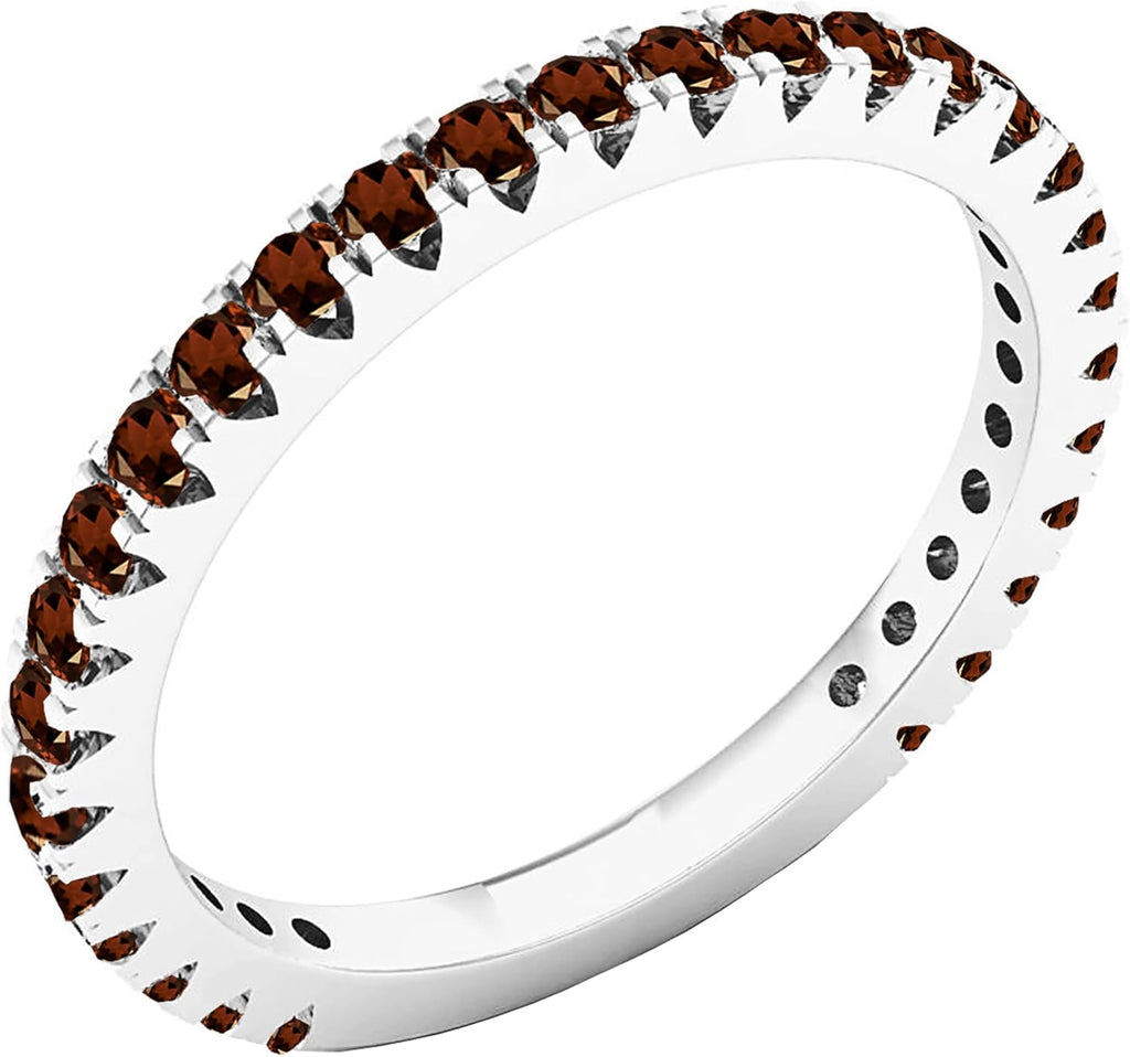 Dazzlingroc Collectio Roun Garne Eternit Weddin Ban fo Wome i 10 Soli Whit Gol Siz 7.5