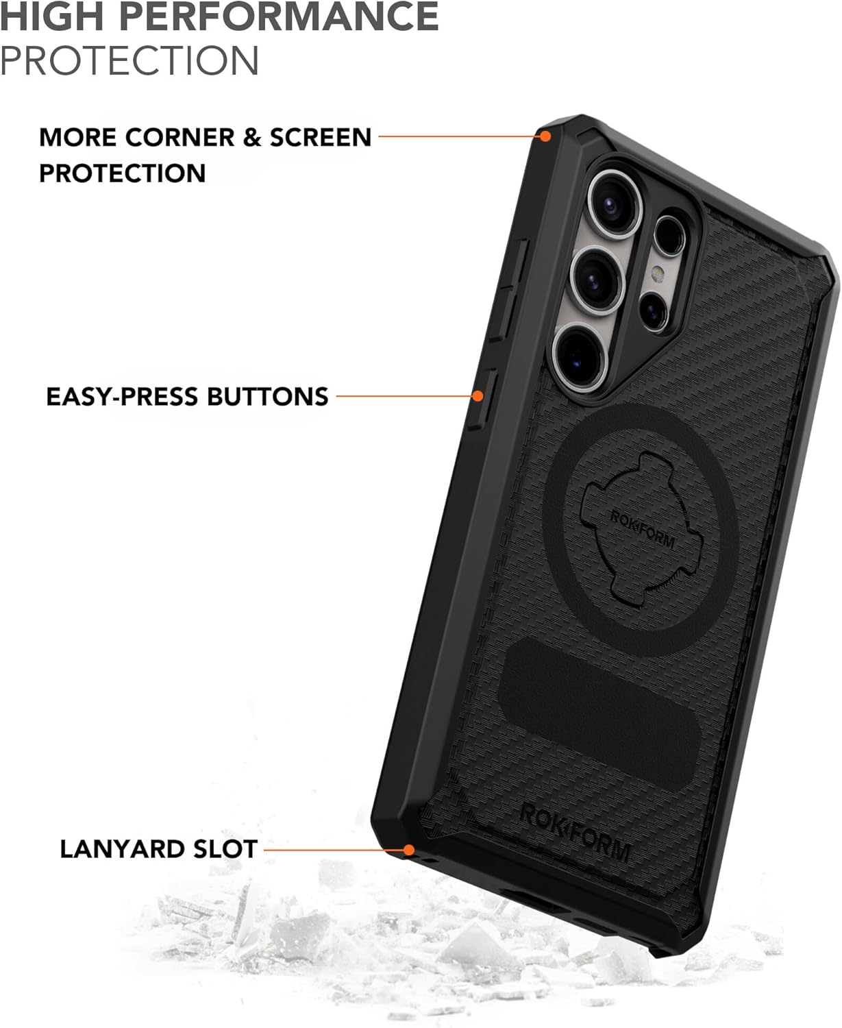 Rokform - Galaxy S24 Ultra Case, Rugged Series, Magnetic Case with Twist Lock, Drop Tested Armor (Black)