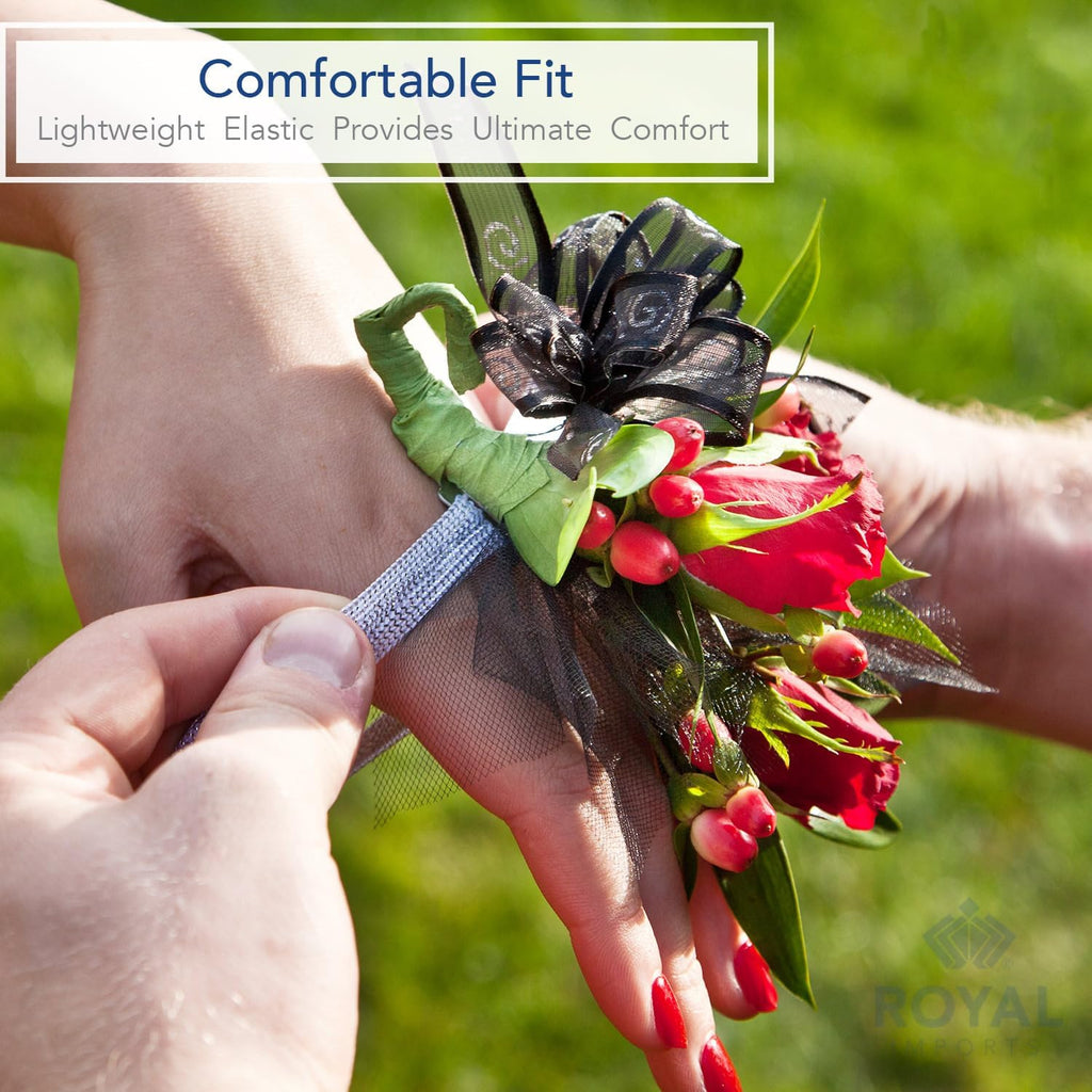 Roya Import Corsag Wristlet Bracelets Elasti Stretchabl Han Wris Bands fo Weddin Pro Flowers Gir Bridesmaid Festiva Flora Boutonniere Part DI Craft Pac o 20