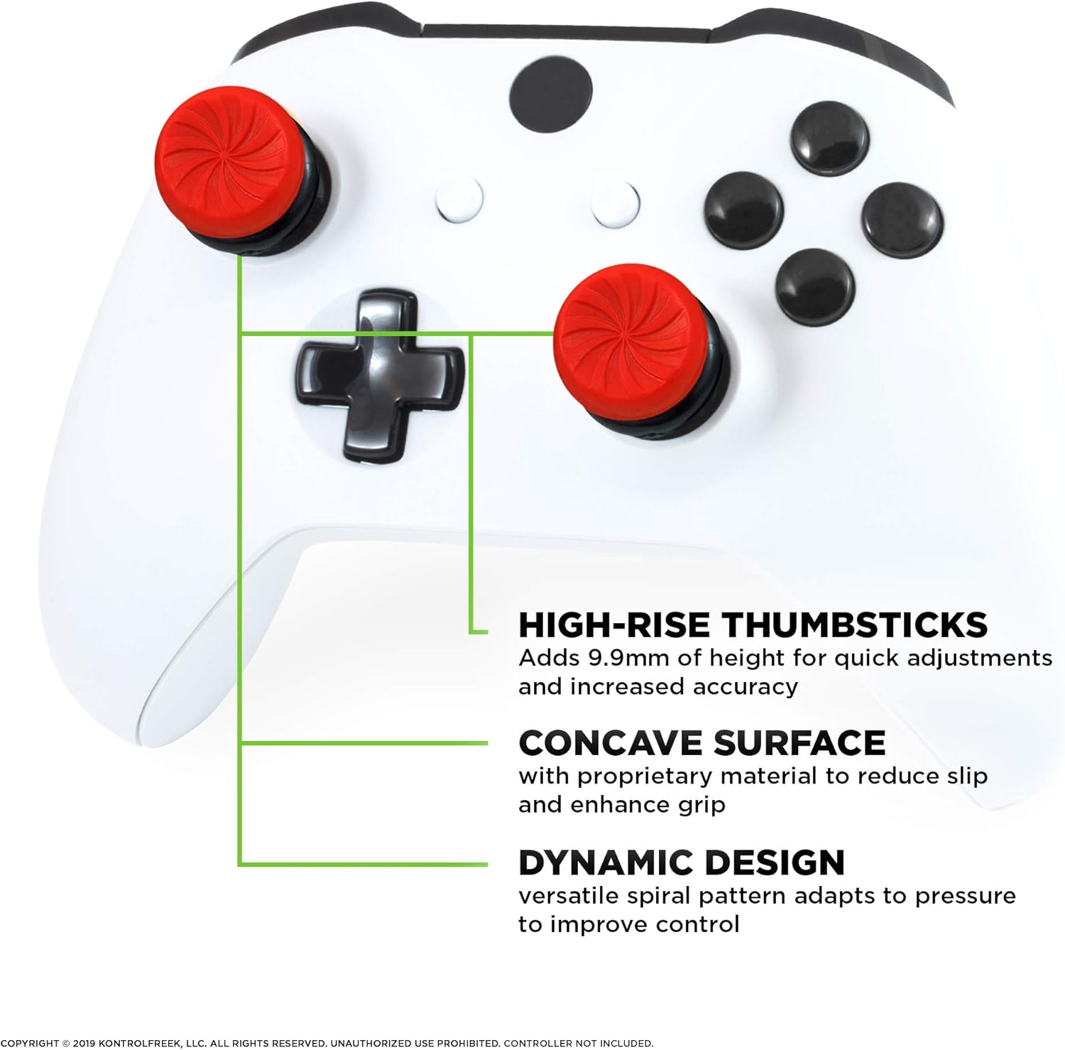 KontrolFree FP Free Infern fo Xbo On an Xbo Serie Controlle Performanc Thumbstick  High-Ris Concav Red