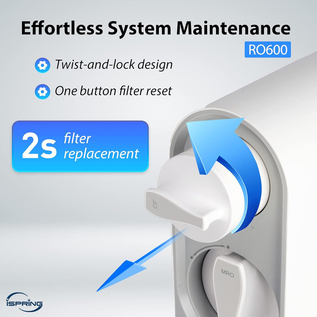 iSpring RO600ORB Tankless Reverse Osmosis System Under Sink, 600 GPD Fast Flow RO System, 2.5:1 Pure to Drain Ratio RO Water Filter System, Oil Rubbed Black Faucet, White