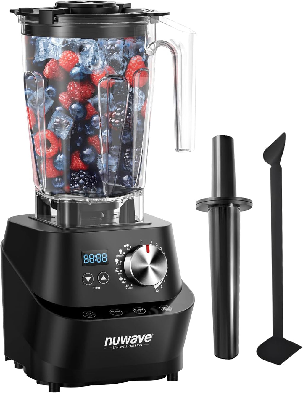 Nuwav Infinit Commercia Blender Heavy-Dut Smoothi Blende w 2.5H Coppe Moto Laser-Cu Blades Las 10 Years Quic Ic Crushing 64o Trita Jar NS Certified 1 Speeds Self-Cleaning