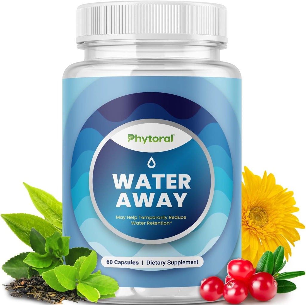 Water Retention Pills for Women Men - Herbal Diuretic Supplements - Fluid Retention Supplement with Dandelion Leaf Extract Green Tea for Bloating Relief - Pills for Leg Feet Swelling - 60 Count