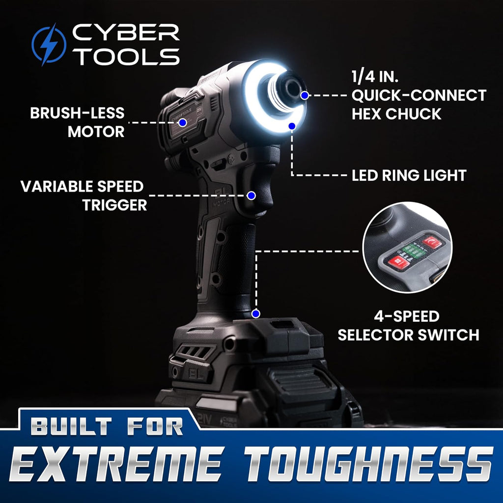 21 Brushles Cordles Driver Compac an Ligh Weight 230N Ma Torque 400 IPM 320 RP wit LE Light Batterie 2000mAh Charger an Cas Included